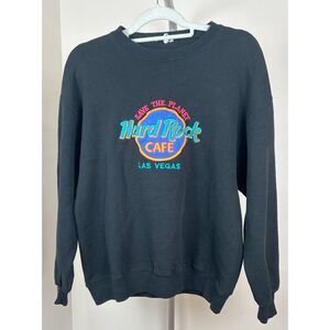 Hard Rock Cafe Sweatshirt Size Medium Mens Black Las Vegas Vintage Spell Out